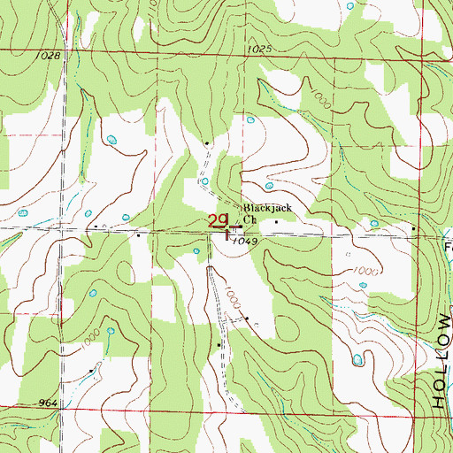 Topographic Map of Blackjack School (historical), MO