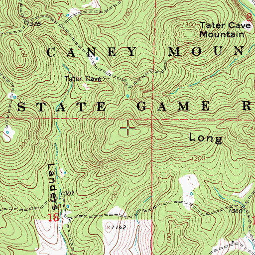 Topographic Map of Bear Cave Mountain, MO