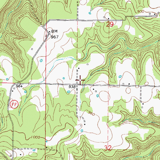 Topographic Map of New Hope School (historical), MO