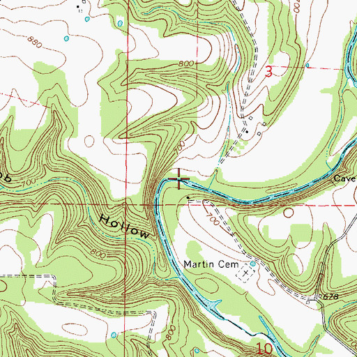 Topographic Map of Russel Ford, MO