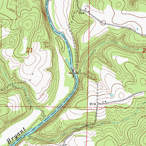 Topographic Map of Sanfield Ford, MO