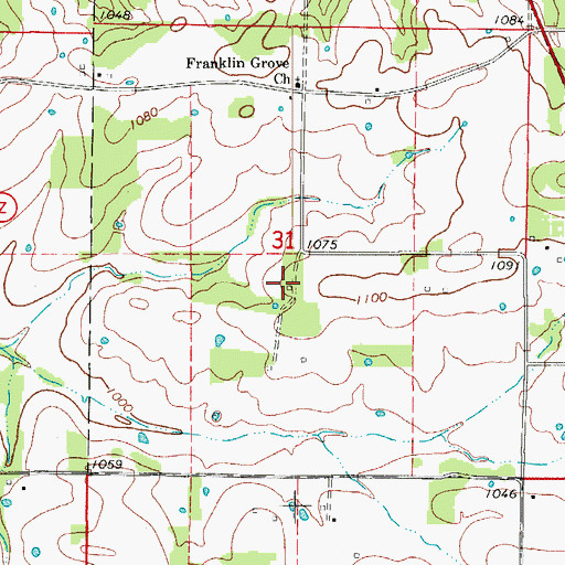 Topographic Map of Council Grove School, MO