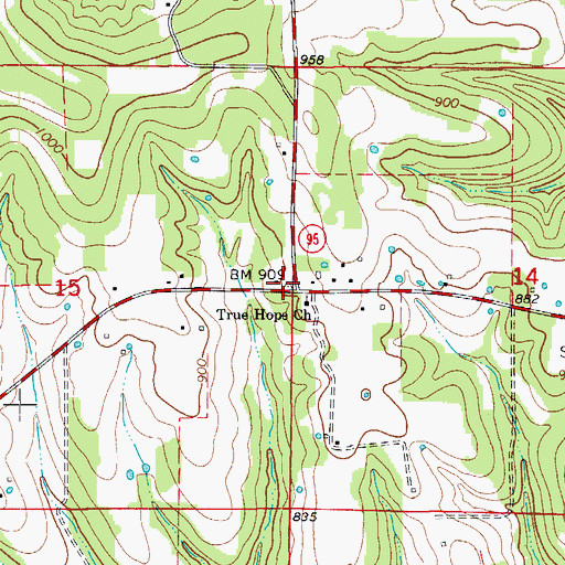 Topographic Map of Lutie, MO
