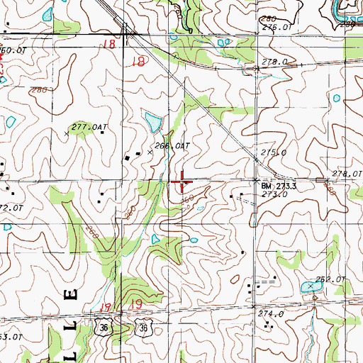 Topographic Map of Perry Ridge School, MO