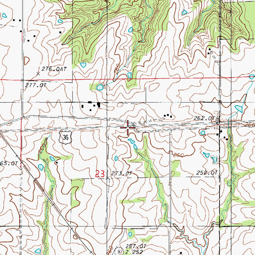 Topographic Map of Brush College School (historical), MO
