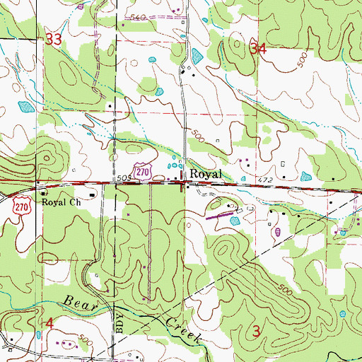 Topographic Map of Royal, AR