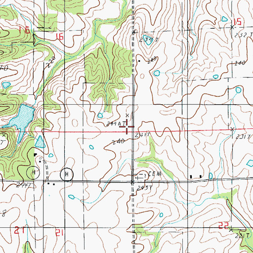 Topographic Map of Center School (historical), MO