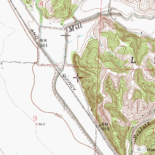 Topographic Map of Bluff City School (historical), MO