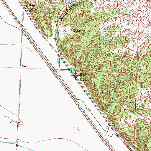 Topographic Map of Curzon, MO