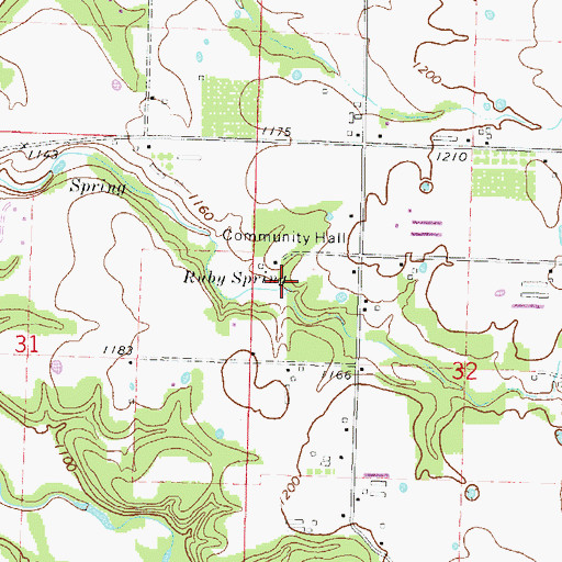 Topographic Map of Ruby Spring, AR