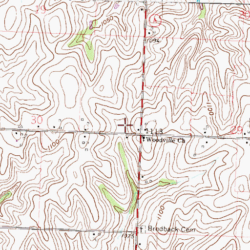 Topographic Map of Wood School (historical), MO