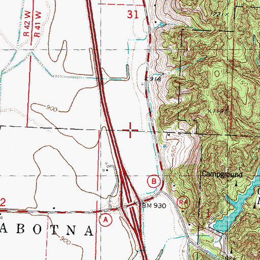 Topographic Map of Horseshoe Lake (historical), MO