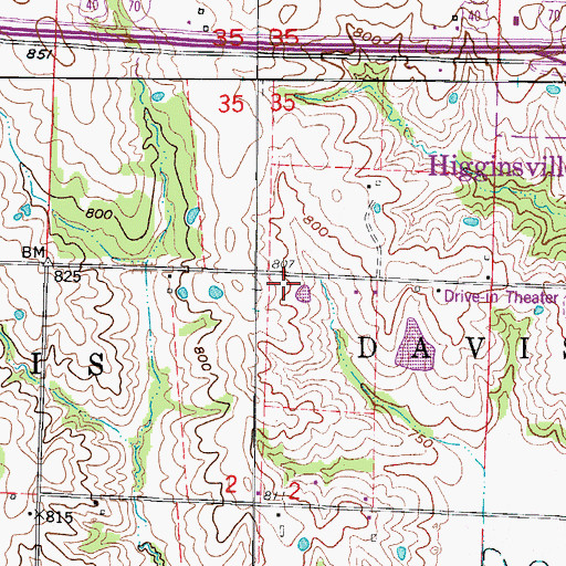 Topographic Map of Hazel Dell School (historical), MO