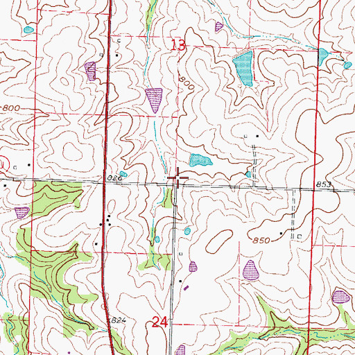 Topographic Map of Elm Grove School (historical), MO