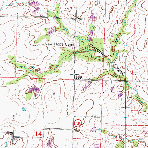 Topographic Map of Ebenezer School (historical), MO