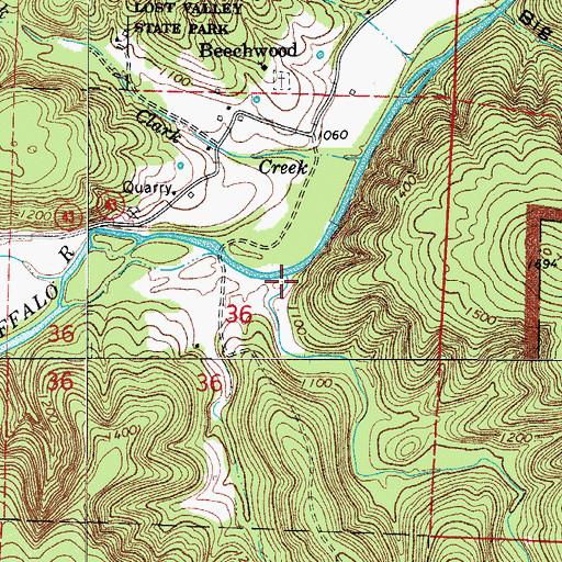 Topographic Map of Running Creek, AR