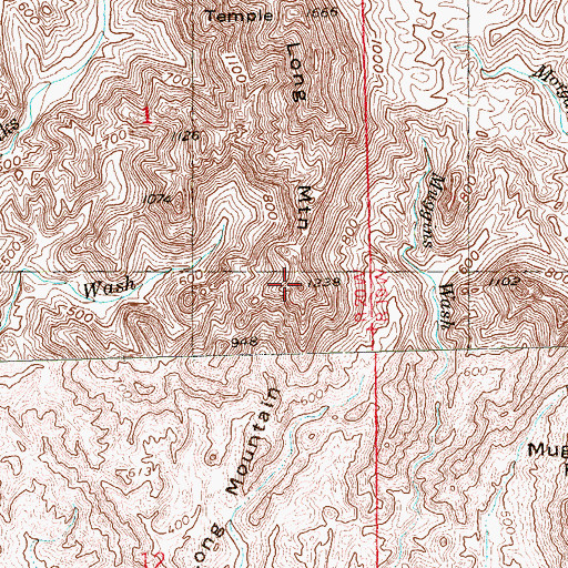 Topographic Map of Long Mountain, AZ