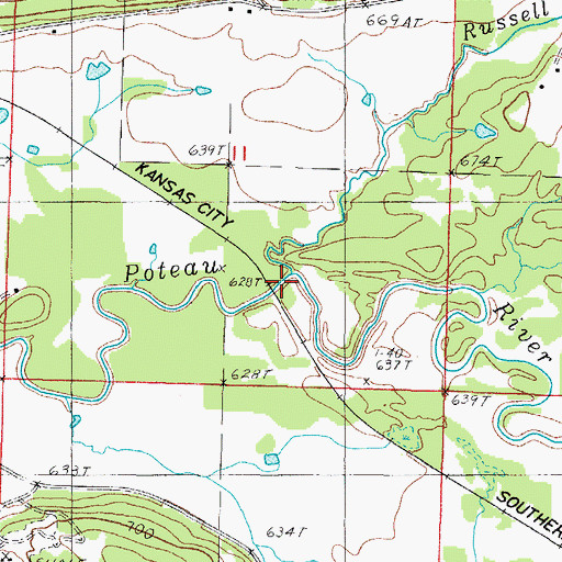 Topographic Map of Russell Branch, AR
