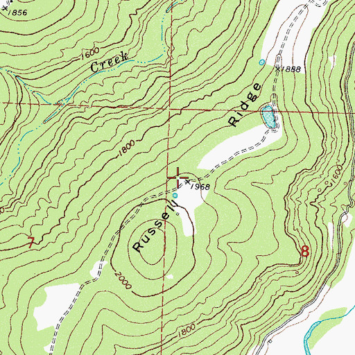 Topographic Map of Russell Ridge, AR