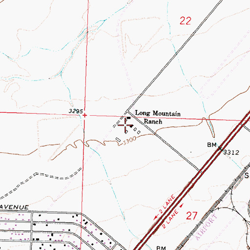 Topographic Map of Long Mountain Ranch, AZ