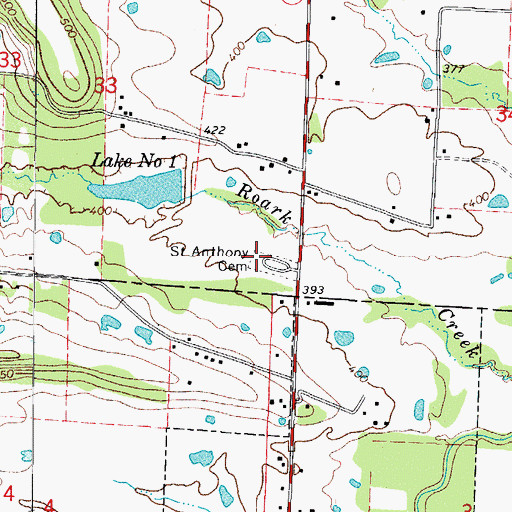 Topographic Map of Saint Anthony Cemetery, AR