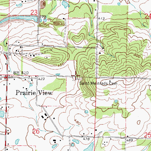 Topographic Map of Saint Meinrads Cemetery, AR