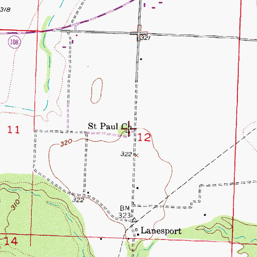 Topographic Map of Saint Paul Church, AR