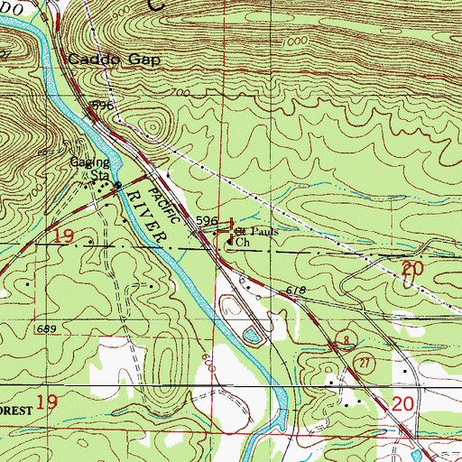 Topographic Map of Saint Pauls Church, AR