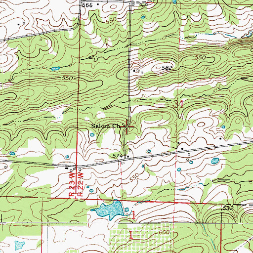 Topographic Map of Salem Church, AR