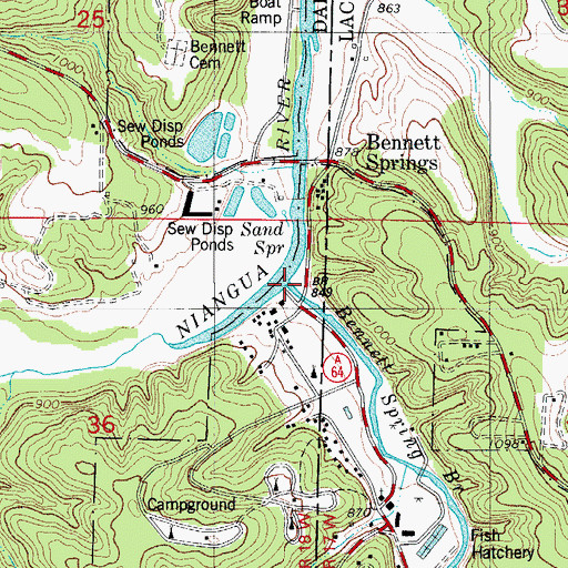 Topographic Map of Spring Hollow Creek, MO