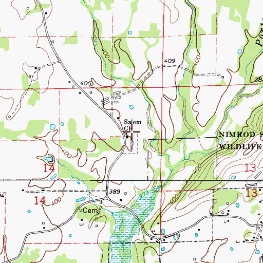 Topographic Map of Salem Church, AR