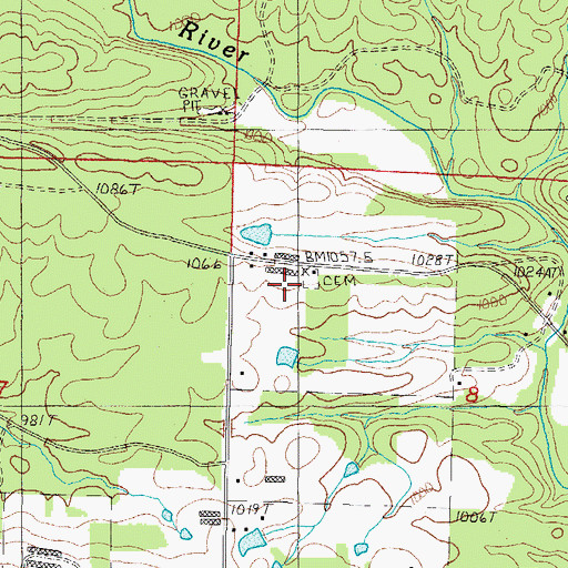 Topographic Map of Saline Cemetery, AR
