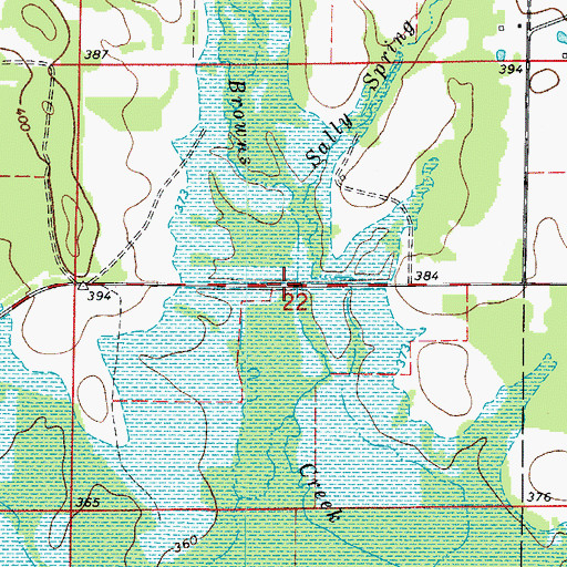 Topographic Map of Sally Spring Branch, AR