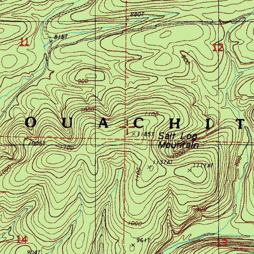 Topographic Map of Salt Log Mountain, AR
