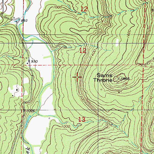 Topographic Map of Sams Throne, AR