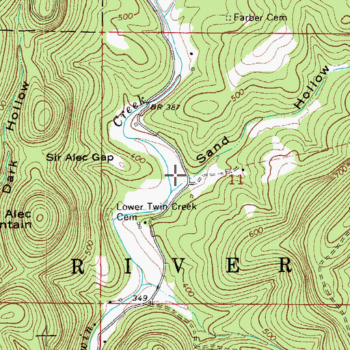 Topographic Map of Sand Hollow, AR