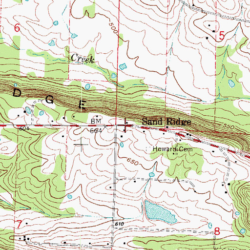 Topographic Map of Sand Ridge, AR