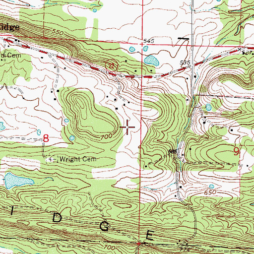 Topographic Map of Sand Ridge, AR