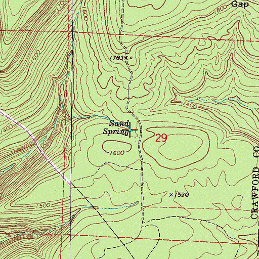 Topographic Map of Sand Spring, AR