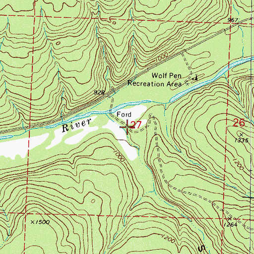 Topographic Map of Sarah Hollow, AR