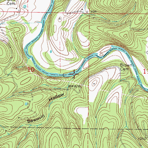 Topographic Map of Sawmill Hollow, AR