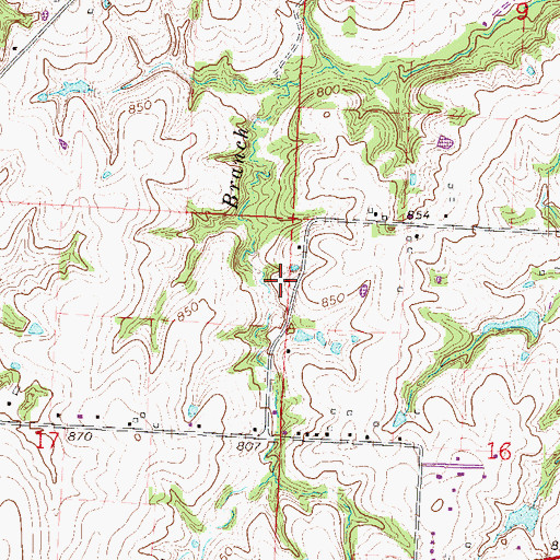 Topographic Map of Union Church (historical), MO