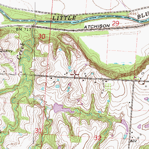 Topographic Map of Lawnwood School (historical), MO