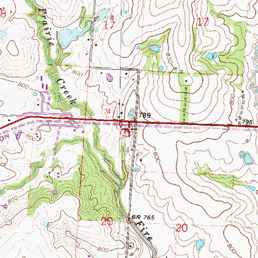 Topographic Map of Combs School (historical), MO