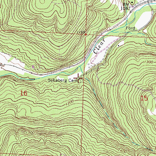 Topographic Map of Schaberg Cemetery, AR