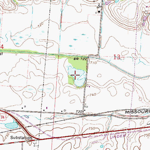 Topographic Map of Fire Prairie Lake, MO