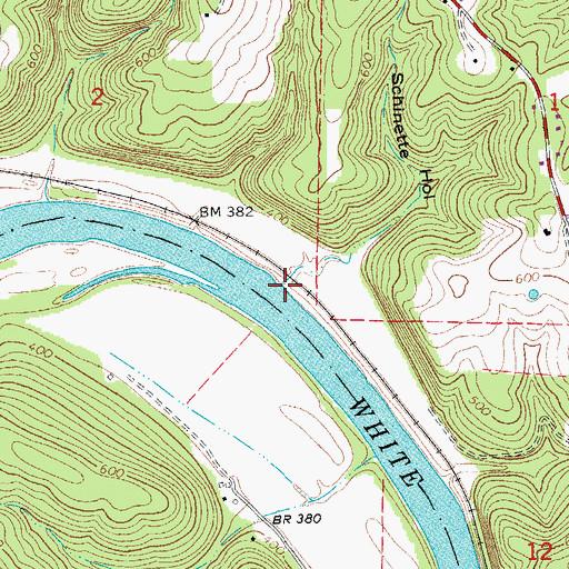 Topographic Map of Schinette Hollow, AR