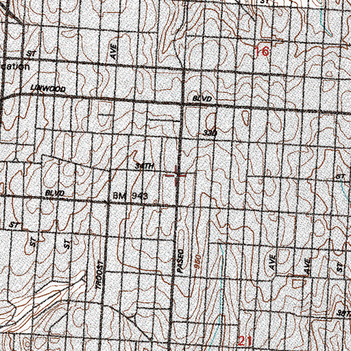 Topographic Map of Keneseth Israel Beth Shalom, MO