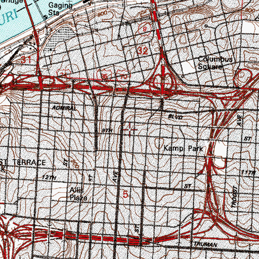 Topographic Map of Central, MO
