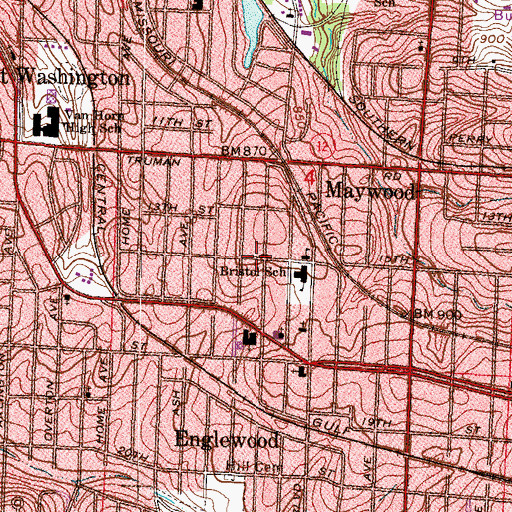 Topographic Map of Bristol, MO